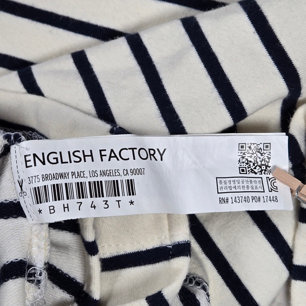 English Factory Breton Striped Long Sleeve Top with Gold Buttons Cream Navy S - Picture 7 of 12